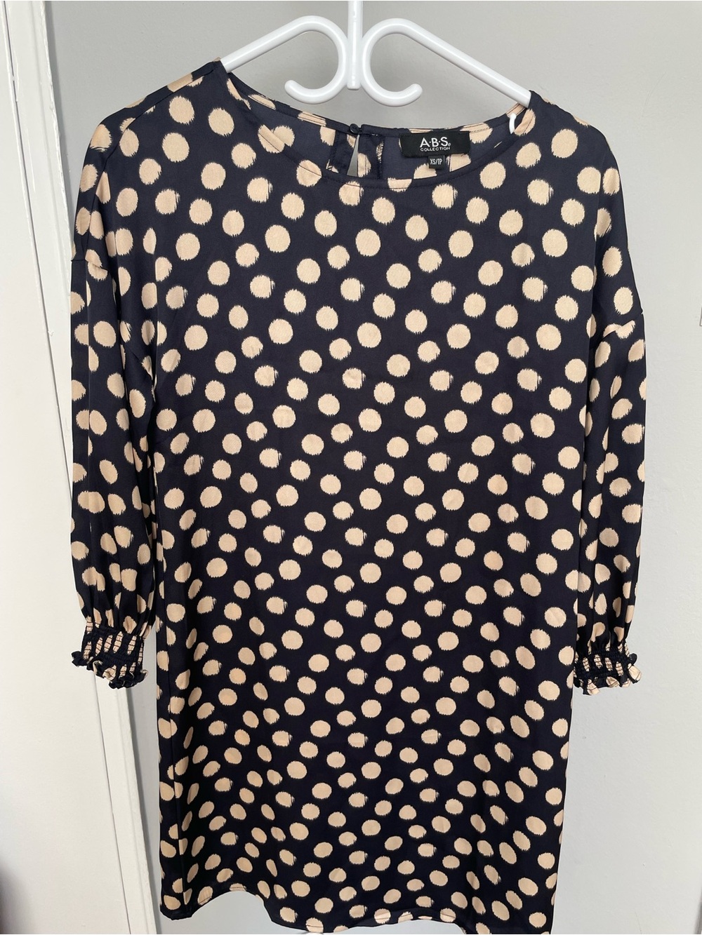 A.B.S. Navy Polka Dot Long-Sleeve Shift Dress